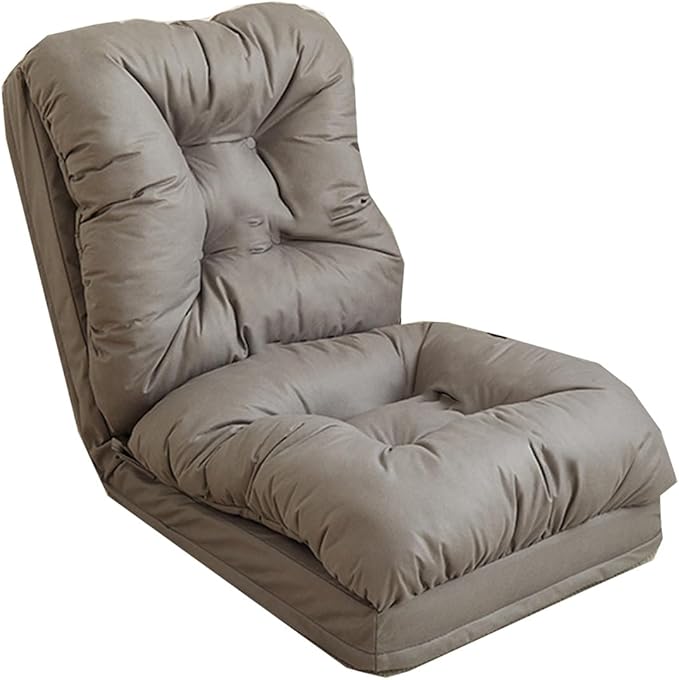 GIZNXBA Floor Chair Adjustable Folding Floor Gaming Chair Japanese Floor Chair with Back Support Lazy Sofa Bed One Seater Sofa Adjustable Lounge Recliner Chair for Living Room(/Dark Gray)