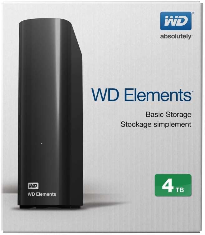 Wd Elements Black 4tb EU-Plug USB 3.0/2.0 3.5in