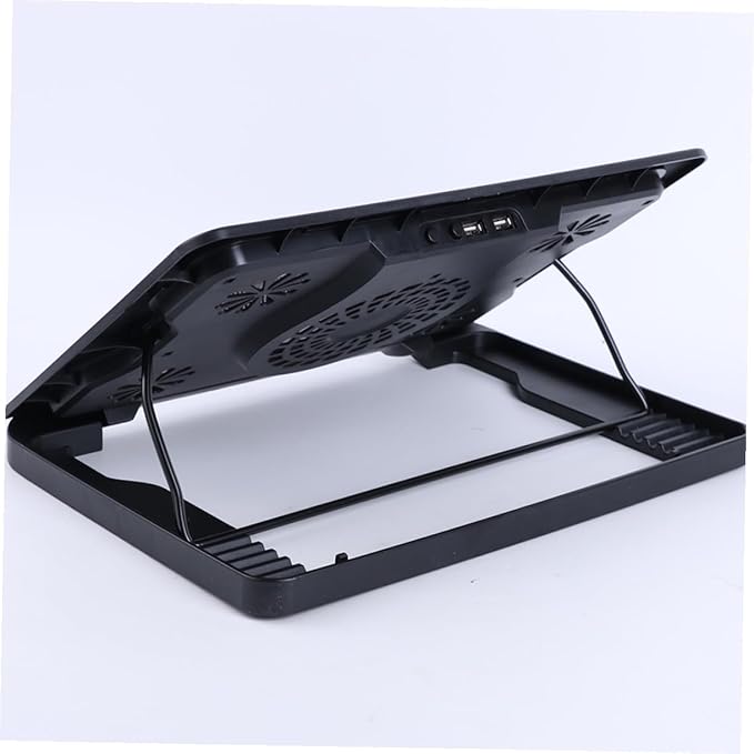 Laptop Cooling Pad with 5 Fans USB Cooler Base for Gaming and Office Use Adjustable Angle Anti-Skid Black Laptop Cooling Device