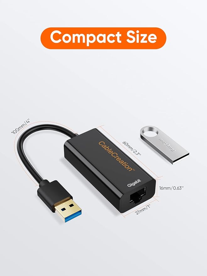 CableCreation USB 3.0 Gigabit Adapter (2-Pack) USB to RJ45 Network Adapter Supporting 10/100/1000 Mbps Compatible with Nintendo Switch Windows Mac macOS Linux Black