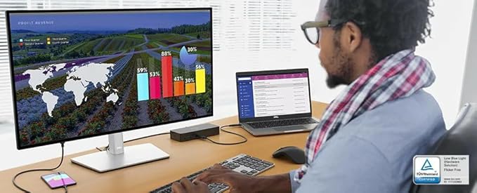 Dell U2722D - 27-inch QHD (2560 x 1440) 16:9 UltraSharp Monitor with Comfortview Plus 60Hz Refresh Rate 100% sRGB 1.07 Billion Colors Platinum Silver (Renewed)