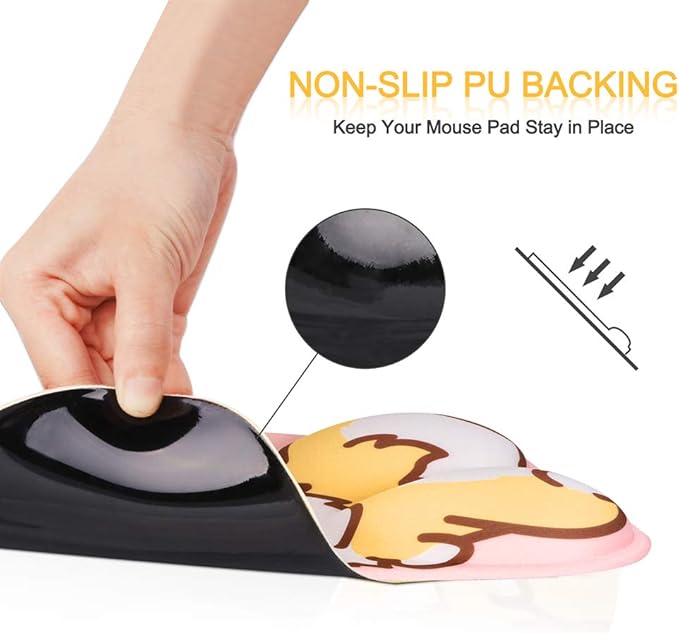 HAOCOO Ergonomic Mouse Pad with Wrist SupportNon-Slip Backing Corgi Anime Cute Gel Mouse Pad Wrist Rest Easy-Typing and Pain Relief for Gaming Office Computer Laptop(Pink Blue Cute Corgi)