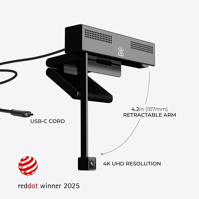 Pro - HD 4K Webcam with Eye Contact Noise Cancelling Mic Plug and Play USB for Mac and PC Zoom Webcam for Conferencing and Video Calling (Pro Camera)
