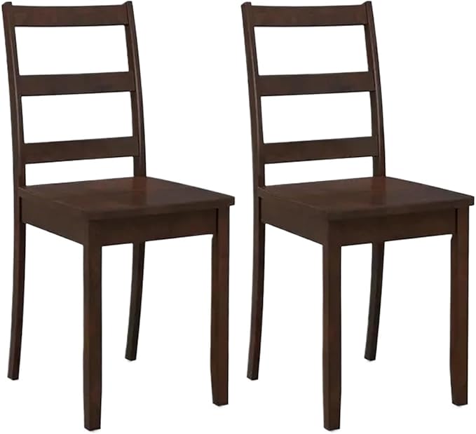Adjustable Office Computer Chair with Armrest 2pcs High Back Armless KitchenDining Room Chairs with Solid Rubber Wood Legs(Walnut)