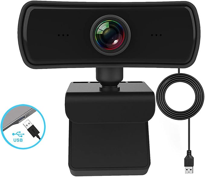 USB Computer Camera with Lens Protection Cover 2K HD Video Call Built - in Microphone - Drive Automatic Light Adjustment Wide Angle View for PC and Laptop