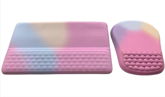 Keyboard Wrist Rest -Ergonomic Keyboard Stand with Wrist Rest- with Carpal Tunnel Pain Relief Massage Bumps and Full Memory Gel Design - Ideal Frequent Computer (Rainbow Color)