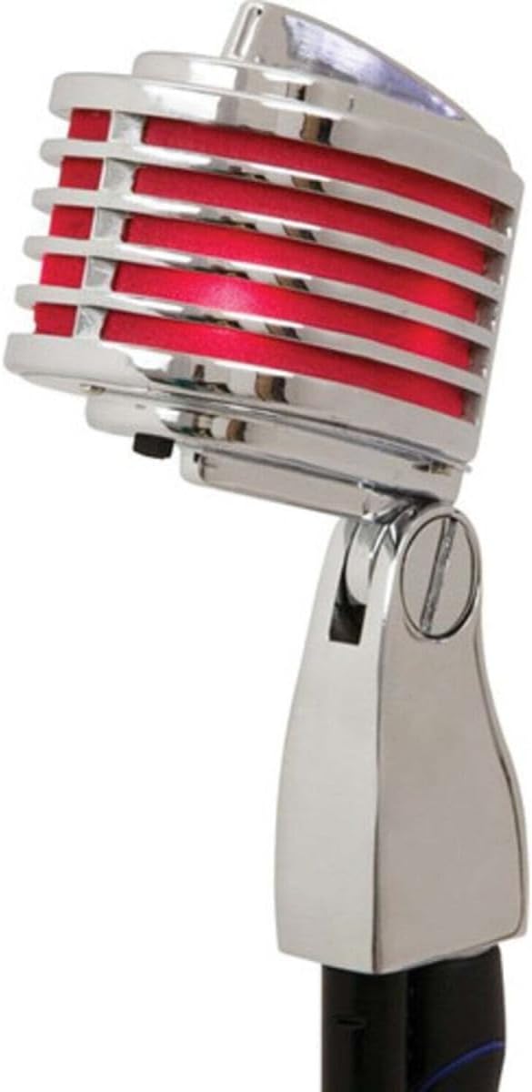 The Fin Retro-Styled Dynamic Cardioid Microphone Chrome Body &amp Red LED