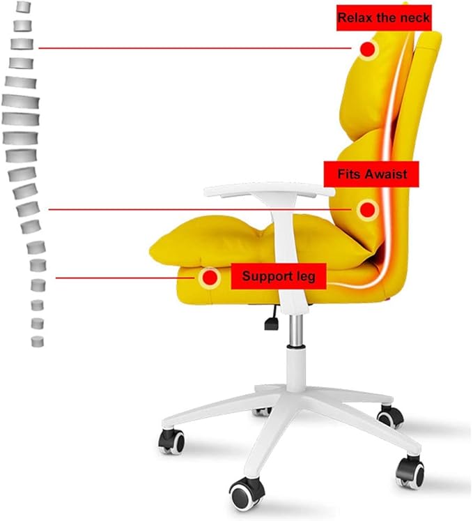 Computer Chair Home Backrest Lazy Leisure and Comfortable Swivel Chair with Wheels and Armrest Ergonomic Dormitory College Student Gaming Chair Desk Seat