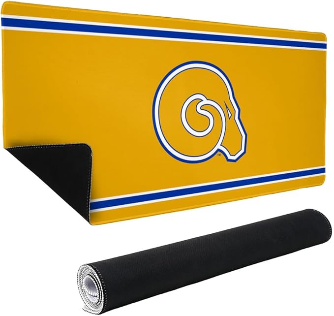 Albany State University Golden Rams Primary Logo Stripes Large Gaming Mouse Pad Desk Mat with Stitched Edges Non-Slip Base for Gamer Home and Office 31.5 x 15.7