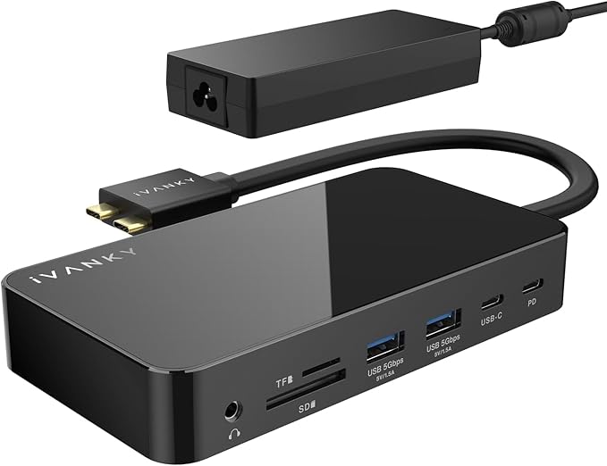 iVANKY 12-in-2 FusionDock 1 for M5 MacBook Dual 4K@144Hz Monitor (Docking Station for M5/M4 Base M3/M2/M1 Pro/Max Mac)(150W Power Adapter SD/TF USB RJ45 3.5mm Audio) Plug and Play 5Gbps Dock Hub