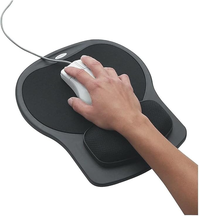 Fellowes 93730 Gel Mouse Padw/Wristrest10-Inch x12-Inch x1-1/2-InchTexture/Black
