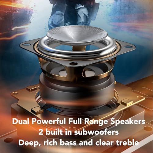 Bluetooth Computer Speaker PC Gaming Speaker Sound with Dynamic RGB Light HiFi Stereo Sound FM Radio Alarm Clock 13 Mechanical Keys for Desktop Monitor Laptop Soundbar