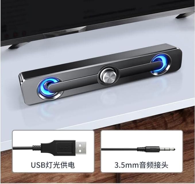 Computer SpeakersComputer Sound Bar USB Powered PC Speakers3.5mm Aux-in Computer Speakers for Desktop Laptops PCs Phones Tablets