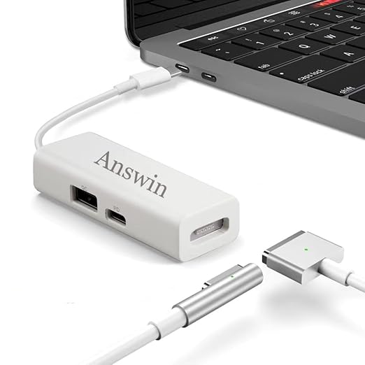 Mag-Safe to USB C Adapter 3-in-1 Mag-Safe 1 &amp 2 Adapter &amp USB C PD &amp QC USB (Charing Only) for iPhone 15 Series M1/M2 MacBook MacBook Air and More USB-C Devices