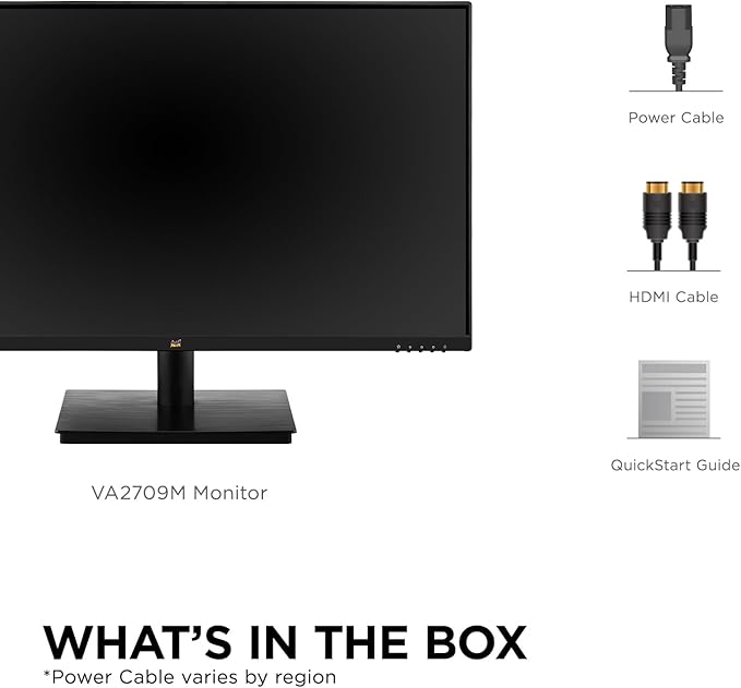 ViewSonic VA2709M 27 Inch IPS Full HD 1080p Monitor with 100Hz Thin Bezels Eye Care HDMI VGA Inputs for Home and Office