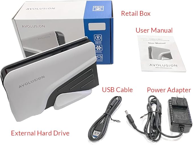 Avolusion PRO-Z 8TB USB 3.0 External Gaming Hard Drive for PS5/PS4 Game Console (White) - 2 Year Warranty