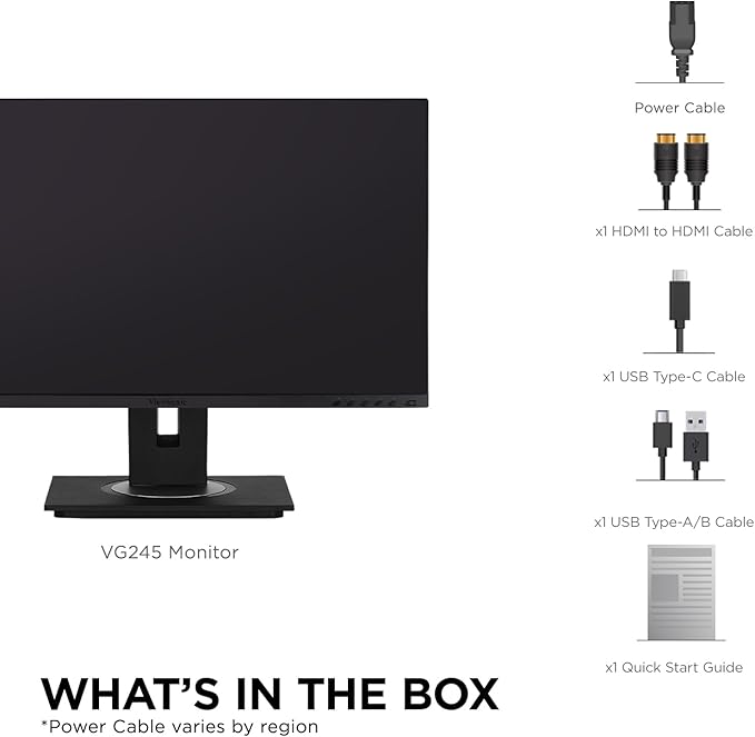 ViewSonic VG245 24 Inch IPS 1080p Monitor Designed for Surface with Advanced Ergonomics 60W USB C HDMI and DisplayPort