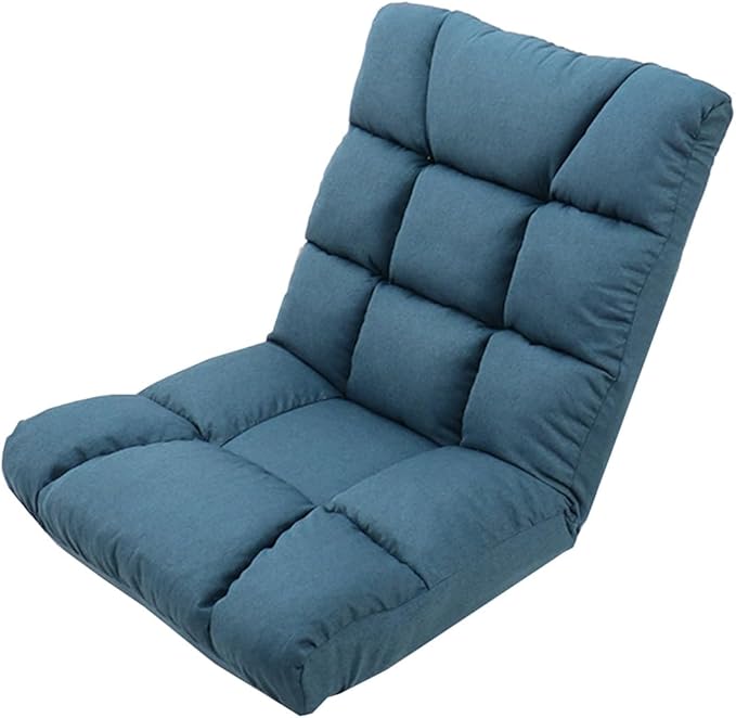 GIZNXBA Floor Chair Adjustable Folding Floor Gaming Chair with 14-Position Back Support Indoor Adjustable Foldable Lazy Sofa Bed Adults for Reading Meditating Watching TV(/Blue)