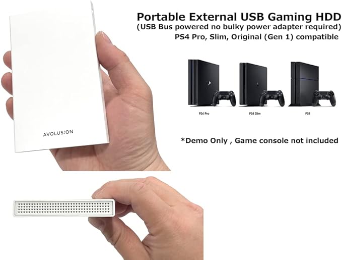 Avolusion HD250U3-WH 2TB USB 3.0 Portable External Gaming PS4 Hard Drive - White (PS4 Pre-Formatted) - 2 Year Warranty