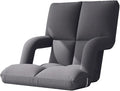 ELEFOCUS Folding Floor Chair with Armrest Adjustable 5 Position Padded Floor Video Gaming Chair with Arms Foldable Lazy Sofa(Gray B)