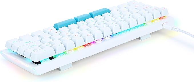 KINESIS Gaming TKO White Mechanical Keyboard | Tactile Brown Switches | 60% Layout | Split Spacebar | Hotswap | White Body