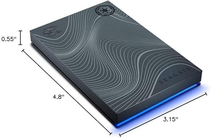 Seagate Beskar Ingot Special Edition FireCuda 2TB Officially-Licensed External Hard Drive HDD - 2.5 Inch USB 3.2 Gen 1 customizable LED RGB lighting with Rescue Services (STKL2000403)
