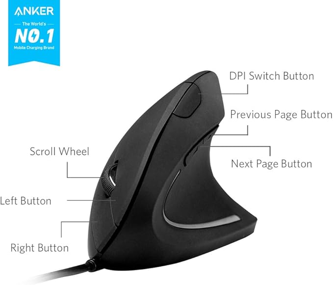 Anker 2.4G Wireless Vertical Ergonomic Optical Mouse&ampAnker Ergonomic Optical USB Wired Vertical Mouse