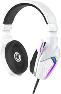 Wired Gaming Headset with Adjustable Microphone Compatible with PS5 PS4 Switch Xbox PC Mac LED Gaming Headset 50mm Speakers Comfortable and Breathable Wired Jack - Meteor (Frost White)
