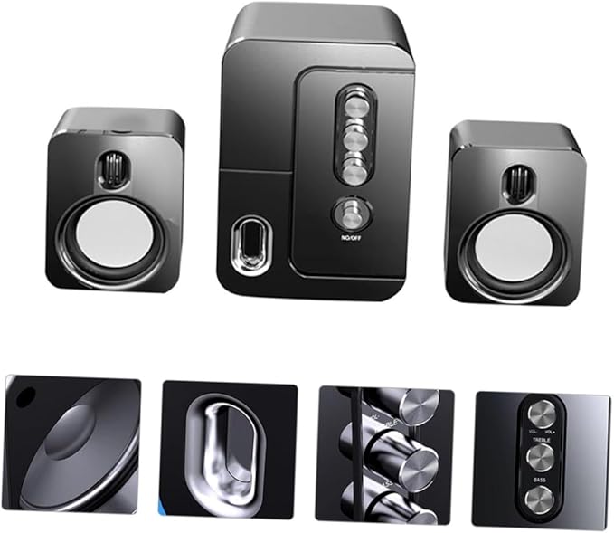 TEHAUX USB Computer Speaker 3D Surround Sound Desktop Laptop Voice Box Portable Office Loudspeaker Black