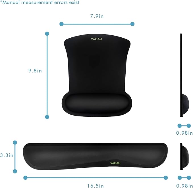 VAGAU Premium Keyboard Wrist Rest and Mouse Pad Wrist Support Ergonomic Memory Foam Set for Office Laptop Mac Computer and Gaming Comfortable Typing &ampWrist Pain Relief (2 Pack)