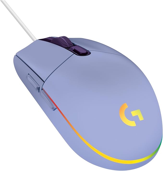 Logitech G203 Prodigy Wired Gaming Mouse 8000 DPI RGB Lightweight 6 Programmable Buttons On-Board Memory Compatible with PC/Mac - Lilac