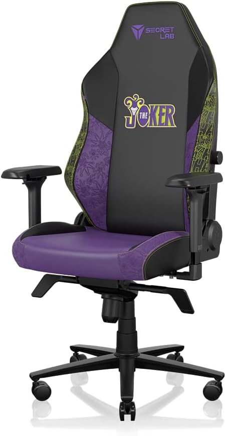 Secretlab Titan Evo The Joker Gaming Chair - Reclining - Ergonomic &amp Comfortable Gaming Chair with 4D Armrest - Magnetic Head Pillow &amp 4-Way Lumbar Support - Small - Black/Purple - Leatherette