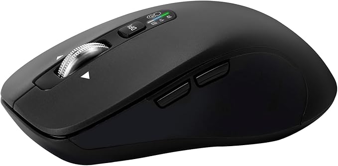 Wireless Bluetooth Mouse (USB + BT1 + BT2) Full Size 4-Way Scrolling Multi-Device Silent Mouse for Computer Laptop iPad MacBook (Black)