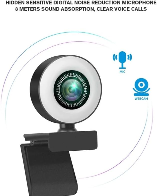 Webcam with Fill Light Laptop PC Computer Live Broadcast Camera Video Web Microphone Cam