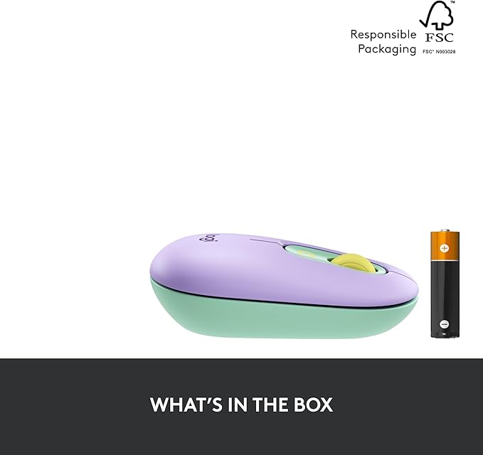 Logitech POP Mouse Wireless Mouse with Customizable Emojis SilentTouch Technology Precision/Speed Scroll Compact Design Bluetooth Multi-Device OS Compatible - Daydream Mint