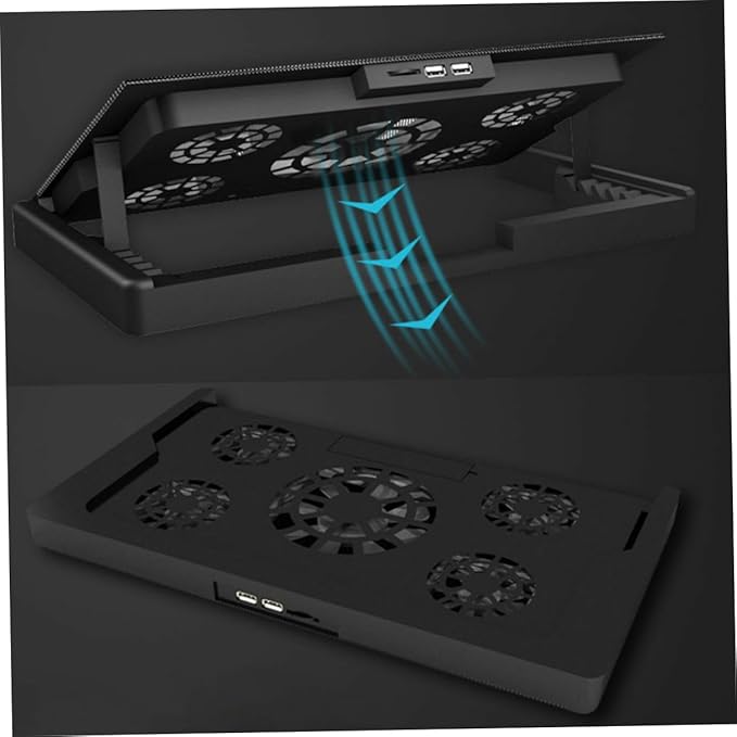 GALPADA Laptop Cooling Stand 5 Fans USB Cooler Base with Adjustable Support Anti-Skid Design for Gaming and Office Laptops Black