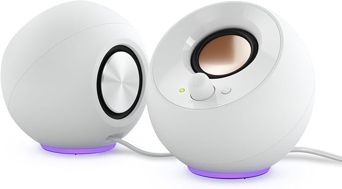 Creative Pebble SE Minimalist 2.0 USB-C Powered PC Speakers with RGB Lighting 3.5 mm AUX-in Up to 4.4W RMS Power for Computers and Laptops (White)
