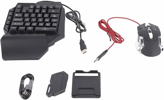 One Handed RGB Gaming Keyboard and Mouse Combo Portable Bluetooth 35 Keys Mini Half Hand Gaming Keyboard Mouse with Converter Game Controller for PC Gamer