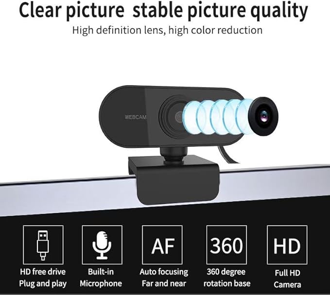 1080P HD Network Camera for Desktops &amp Laptops | Plug-and-Play Webcam with Facial Recognition for Video Conferencing &amp Gaming