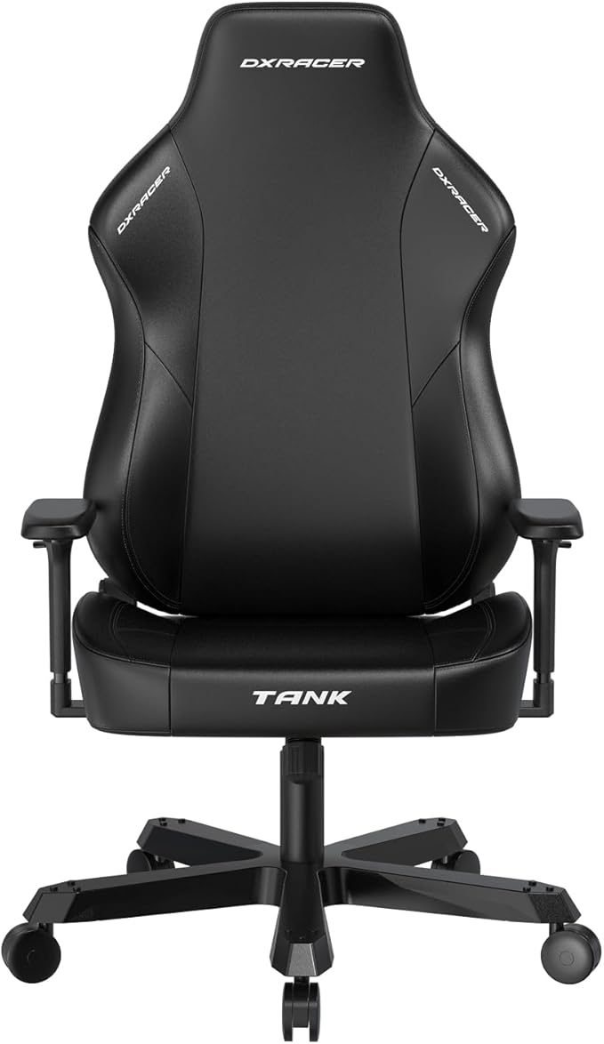 DXRacer Tank XXL Ergonomic Video Gaming Chair for Adults Office Reclining Computer Chair with Magnetic Head Pillow and Lumbar Support Racing Style Height Adjustable (EPU Leatherette Black)