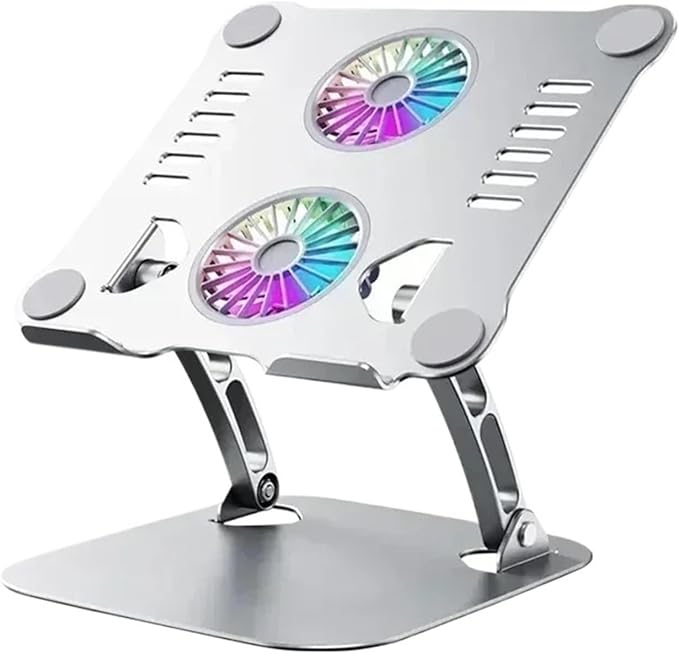 Laptop Stand with Computer Cooling Fan Pad for Adjustable Aluminum Alloy Bracket Laptop Cooler Base Stand Foldable(T619 Type 1-Color 1)
