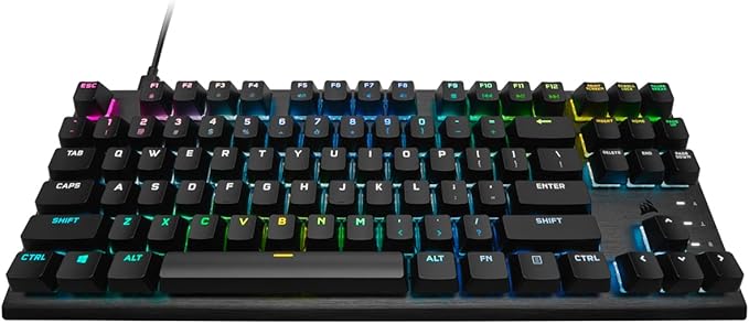 Corsair K60 RGB TKL RGB Tenkeyless Optical-Mechanical Wired Gaming Keyboard - OPX Switches - Polycarbonate Keycaps - iCUE Compatible - QWERTY NA Layout - Black