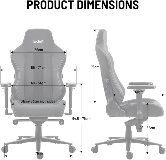 boulies Master Gaming Chair Ergonomic Office Chair for Adults with 4D Armrests Comfortable Computer Chair for Home with Adjustable 4-Way Built-in Lumbar Support (Blue Standard)