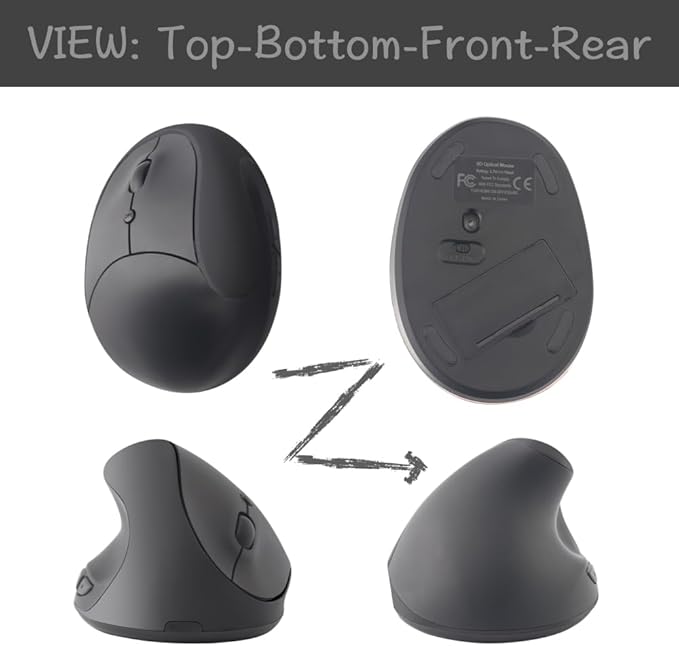 Urby Left Handed Mouse Wireless Ergonomic Vertical. Also As Left Handed Gaming Mouse. Compatible with Windows/macOS/iPadOS Laptop PC. [Battery Included] (Black)