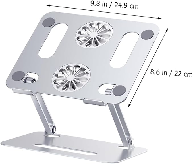 MERRYHAPY Aluminum Laptop Cooling Pad 2 Fans Strong Wind Quiet Laptop Cooler Ventilated Stand for 17.3 Inch Notebook