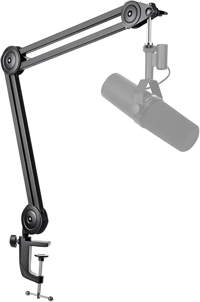 FIFINE Microphone Arm Stand-Heavy Duty Boom Arm Suspension Scissor Adjustable Mic Stand with Desk Mount C-calmp 5/8 Screw Cable Ties for Recording Gaming Streaming Podcasting-BM63