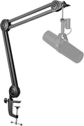 FIFINE Microphone Arm Stand-Heavy Duty Boom Arm Suspension Scissor Adjustable Mic Stand with Desk Mount C-calmp 5/8 Screw Cable Ties for Recording Gaming Streaming Podcasting-BM63