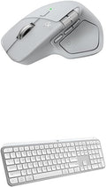 Logitech MX Master 4 Ergonomic Wireless Bluetooth Mouse with Haptic Feedback + MX Keys S Wireless Bluetooth Keyboard with Backlit Low Profile Quiet Keys - USB-C Windows Linux Chrome Mac-Pale Grey