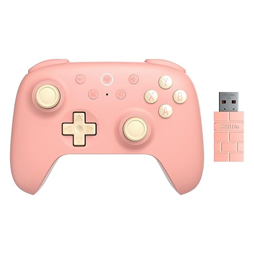 AKNES 8Bitdo Ultimate 2C Wireless 2.4G Controller for Windows PC and Android Gamepad with Hall Effect Joysticks and Hall Triggers 1000Hz Polling Rate Remappable L4/R4 Bumpers - Peach