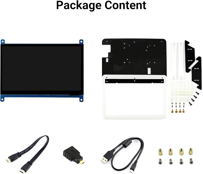 Waveshare 7inch HDMI LCD (C) Capacitive Touch Screen Display Supports Various Systems for All Ver. Raspberry pi 3 Model B/3 B+/2 B/B+/B/A Banana Pi with Bicolor Case